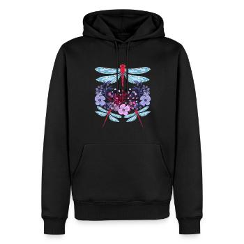Insekten Liebhaber Geschenk Buntes Blumen Libelle - Männer Premium Bio Hoodie - Schwarz - Vorne - Nico (187cm)