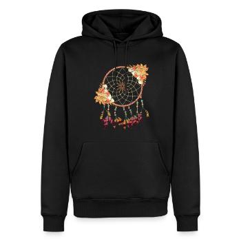 Plumes Bijoux Hippie Fleurs Cadeau Capteur de rêves - Sweat à capuche Premium bio Homme - noir - Devant - Nico (187cm)