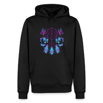 Feather Jewelry Boho Butterfly Dream Catcher - Men’s Premium Organic Hoodie - black - Front - Nico (187cm)