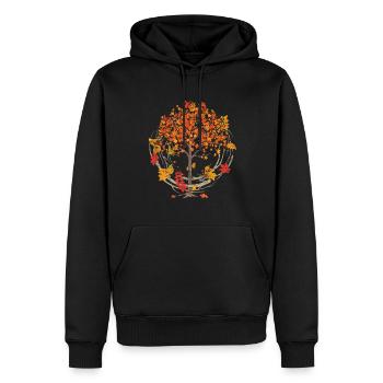 Feuillage coloré Forêt Arbre Feuillus Feuilles Mortes Cadeau Automne - Sweat à capuche Premium bio Homme - noir - Devant - Nico (187cm)