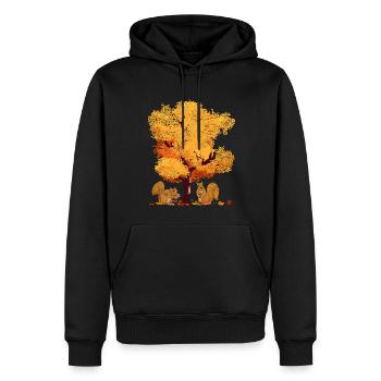 Arbre coloré feuillus feuilles feuillues feuillage cadeau automne - Sweat à capuche Premium bio Homme - noir - Devant - Nico (187cm)