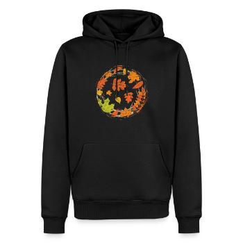 Farbenfrohes Wald Laub Geschenk Herbst - Männer Premium Bio Hoodie - Schwarz - Vorne - Nico (187cm)