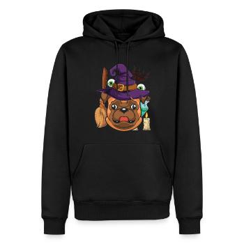 Sorcières Chapeau Chiens Chauve-souris Cadeau Halloween Carlin - Sweat à capuche Premium bio Homme - noir - Devant - Nico (187cm)