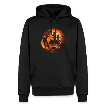 Moon Dog Cadeau Halloween Berger Allemand - Sweat à capuche Premium bio Homme - noir - Devant - Nico (187cm)