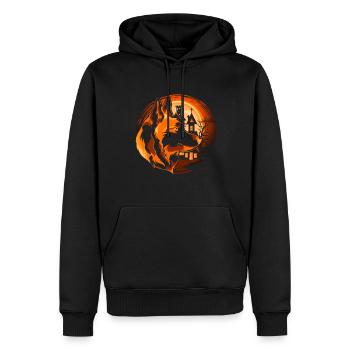 Vollmond Hunde Geschenk Halloween Schäferhund - Männer Premium Bio Hoodie - Schwarz - Vorne - Nico (187cm)