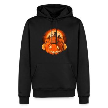 Halloween Full Moon Bat Cadeau Citrouille - Sweat à capuche Premium bio Homme - noir - Devant - Nico (187cm)