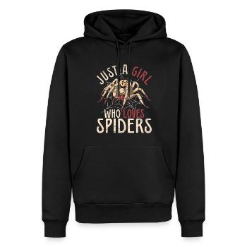 Nur ein Mädchen das Spinnen liebt Arachnide Spinne - Männer Premium Bio Hoodie - Schwarz - Vorne - Nico (187cm)