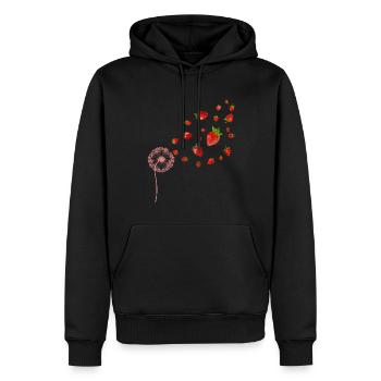 Fruits rouges Fruit Cadeau Pissenlit Fraise - Sweat à capuche Premium bio Homme - noir - Devant - Nico (187cm)