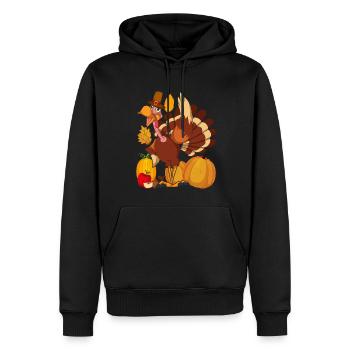 Vogel Früchte Apfel Kürbis Laub Geschenk Truthahn - Männer Premium Bio Hoodie - Schwarz - Vorne - Nico (187cm)
