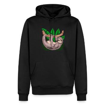 Lazy Animal Lover Gift Zoo Animal Sloth - Men’s Premium Organic Hoodie - black - Front - Nico (187cm)