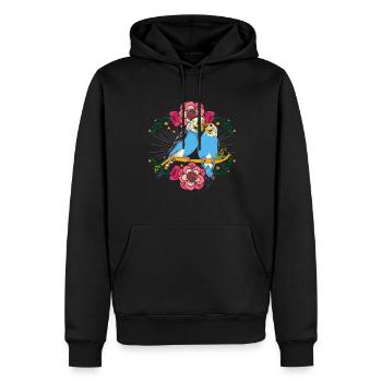 Flower Bird Gift Cute Budgie - Men’s Premium Organic Hoodie - black - Front - Nico (187cm)