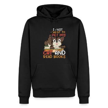 Ich will meine Katze streicheln und Bücher lesen - Männer Premium Bio Hoodie - Schwarz - Vorne - Nico (187cm)