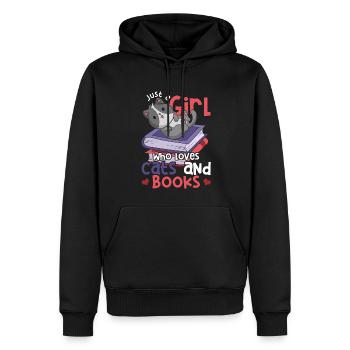 Leseratte Mädchen Katzen Geschenk Bücher Lesen - Männer Premium Bio Hoodie - Schwarz - Vorne - Nico (187cm)