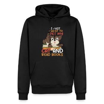 Bücher Katzen Buch Lesen Geschenk Lustiges Katze - Männer Premium Bio Hoodie - Schwarz - Vorne - Nico (187cm)