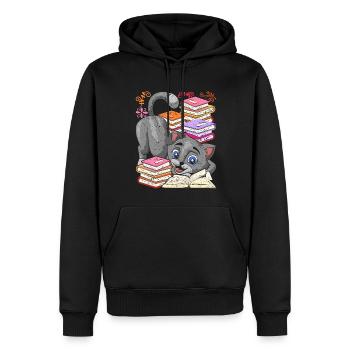 Books Reading Bookworm Gift Colorful Cat - Men’s Premium Organic Hoodie - black - Front - Nico (187cm)