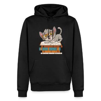 Cat Lover Bookworm Gift Reading Cat - Men’s Premium Organic Hoodie - black - Front - Nico (187cm)