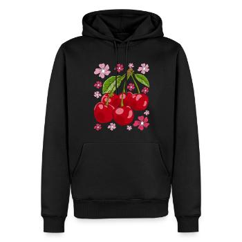 Sakura Cadeau de fruits d’été Cerisier Fleur - Sweat à capuche Premium bio Homme - noir - Devant - Nico (187cm)