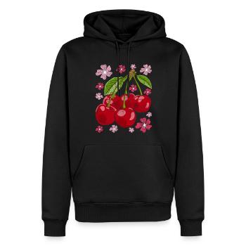 Cadeau de fruits d’été en fleur de cerisier Sakura Cherry - Sweat à capuche Premium bio Homme - noir - Devant - Nico (187cm)