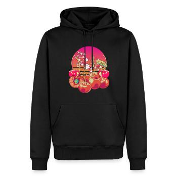 Fruit 90s Vaporwave Sakura Fruit Cadeau Cerise - Sweat à capuche Premium bio Homme - noir - Devant - Nico (187cm)