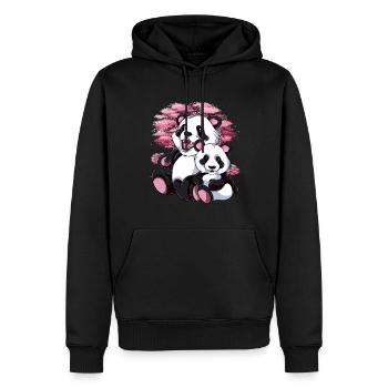 Sakura Panda Bär Baby Geschenk Kirschblüten Panda - Männer Premium Bio Hoodie - Schwarz - Vorne - Nico (187cm)