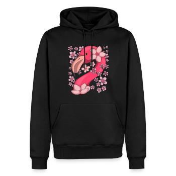 Sakura Rosa Vogel Geschenk Kirschblüten Flamingo - Männer Premium Bio Hoodie - Schwarz - Vorne - Nico (187cm)