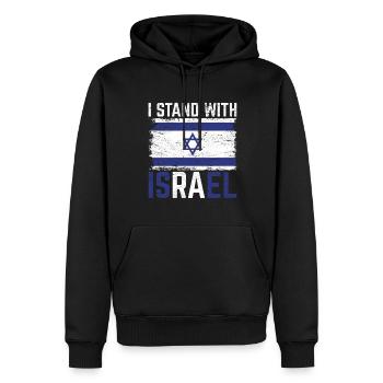 Ich stehe zu Israel Flagge Geschenk Israel - Männer Premium Bio Hoodie - Schwarz - Vorne - Nico (187cm)