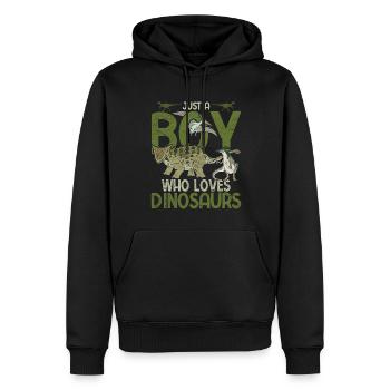 Nur ein Junge der Dinosaurier liebt Paläontologie - Männer Premium Bio Hoodie - Schwarz - Vorne - Nico (187cm)