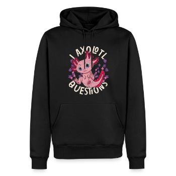 Je pose beaucoup de questions Funny Gift Axolotl - Sweat à capuche Premium bio Homme - noir - Devant - Nico (187cm)