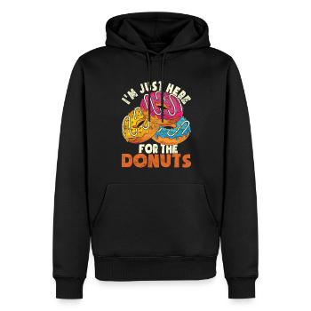 Je suis juste là pour les beignets Drôles de beignets - Sweat à capuche Premium bio Homme - noir - Devant - Nico (187cm)