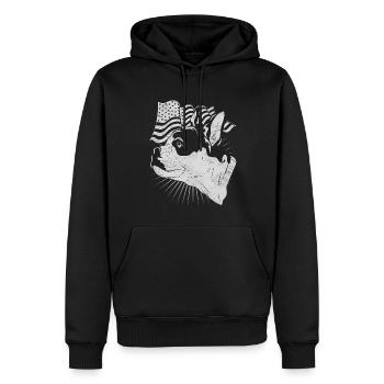 USA Flag Frenchie Dogs French Bulldog - Sweat à capuche Premium bio Homme - noir - Devant - Nico (187cm)