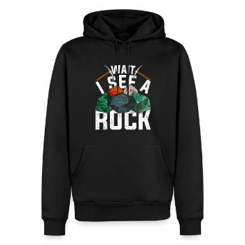 Warte ich sehe einen Stein Lustiges Geologie - Männer Premium Bio Hoodie - Schwarz - Vorne - Nico (187cm)