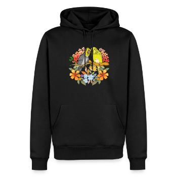 Vogelliebhaber Vogel Geschenk Blumen Sittich - Männer Premium Bio Hoodie - Schwarz - Vorne - Nico (187cm)