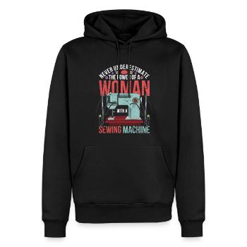 Ne sous-estimez jamais le pouvoir d’une couturière - Sweat à capuche Premium bio Homme - noir - Devant - Nico (187cm)