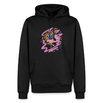 Cadeau d’oiseau tropical Papillon Flamant rose - Sweat à capuche Premium bio Homme - noir - Devant - Nico (187cm)