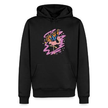 Exotisches Tier Geschenk Schmetterling Flamingo - Männer Premium Bio Hoodie - Schwarz - Vorne - Nico (187cm)