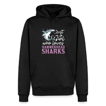 Animal Requin Mer Animal Fille Cadeau Requin-marteau - Sweat à capuche Premium bio Homme - noir - Devant - Nico (187cm)