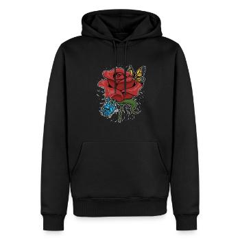 Fleurs botaniques Fleurs Cadeau Papillon Rose - Sweat à capuche Premium bio Homme - noir - Devant - Nico (187cm)