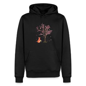 Kirschblüten Baum Wald Tier Geschenk Sakura Fuchs - Männer Premium Bio Hoodie - Schwarz - Vorne - Nico (187cm)