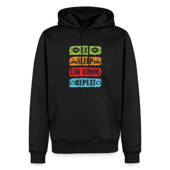 Eating, sleeping, law studies, repeating lawyer - Men’s Premium Organic Hoodie - black - Front - Nico (187cm)