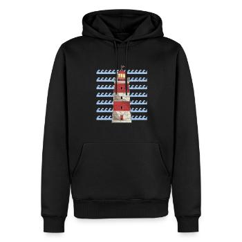 Sea Waves Ocean Gift Lighthouse - Men’s Premium Organic Hoodie - black - Front - Nico (187cm)