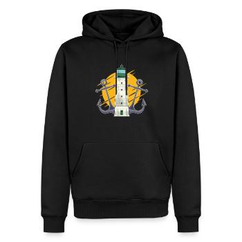Meer Schiff Anker Geschenk Vollmond Leuchtturm - Männer Premium Bio Hoodie - Schwarz - Vorne - Nico (187cm)