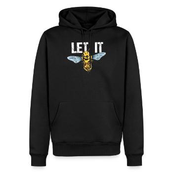 Biene | Let It Bee - Männer Premium Bio Hoodie - Schwarz - Vorne - Nico (187cm)