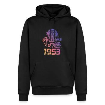 1953 awesome fresh - Männer Premium Bio Hoodie - Schwarz - Vorne - Nico (187cm)
