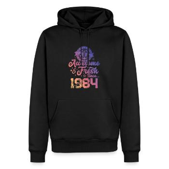 1984 awesome fresh - Männer Premium Bio Hoodie - Schwarz - Vorne - Nico (187cm)