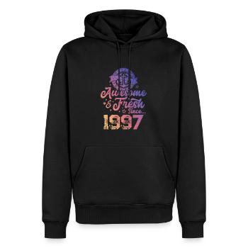 1997 awesome fresh - Männer Premium Bio Hoodie - Schwarz - Vorne - Nico (187cm)