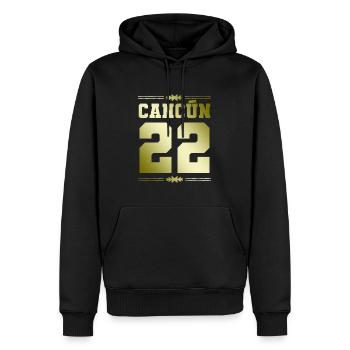 Cancun 22 - Men’s Premium Organic Hoodie - black - Front - Nico (187cm)