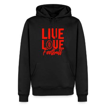 leben lieben football - Männer Premium Bio Hoodie - Schwarz - Vorne - Nico (187cm)