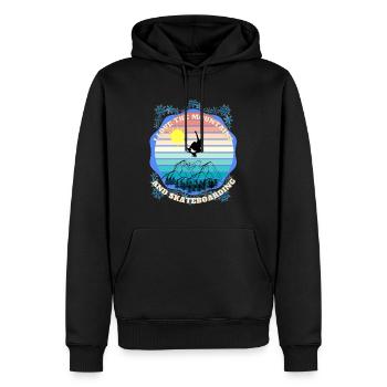 Ich liebe die schöne Natur mit Bergen und skaten - Männer Premium Bio Hoodie - Schwarz - Vorne - Nico (187cm)