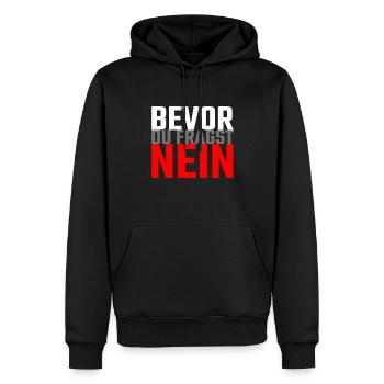 Bevor du fragst nein - Lustige Sprüche - Männer Premium Bio Hoodie - Schwarz - Vorne - Nico (187cm)