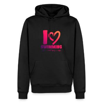 Ich liebe Schwimmen - Männer Premium Bio Hoodie - Schwarz - Vorne - Nico (187cm)